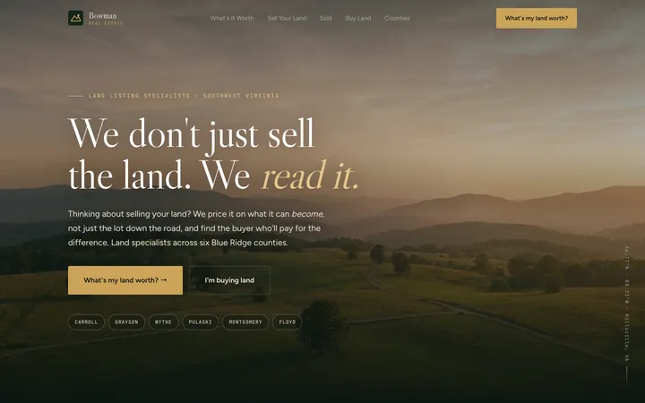 Bowman Real Estate — homepage mockup
