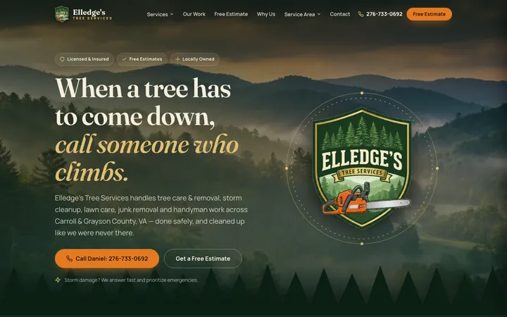 Elledge’s Tree Services — homepage mockup