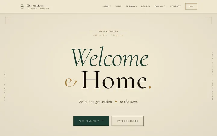 Generations Church — homepage mockup