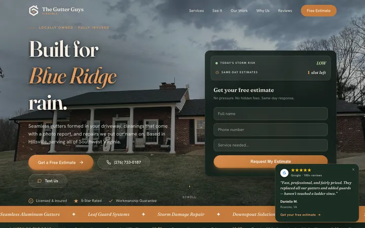 The Gutter Guys VA — homepage mockup
