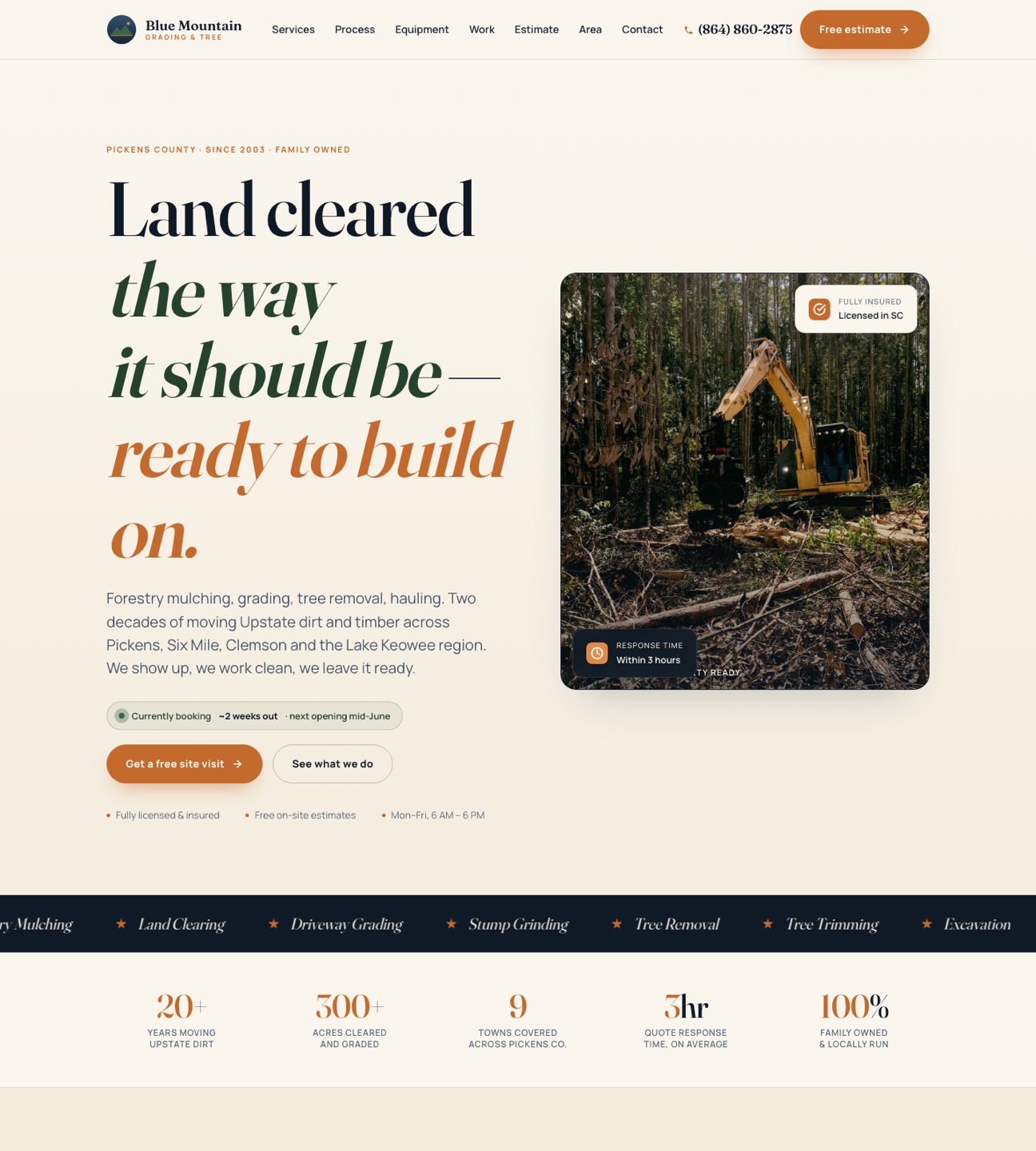 Blue Mountain Grading & Tree Service — homepage