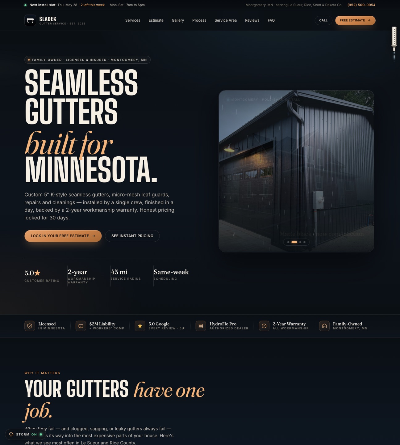 Sladek Gutter Service — homepage